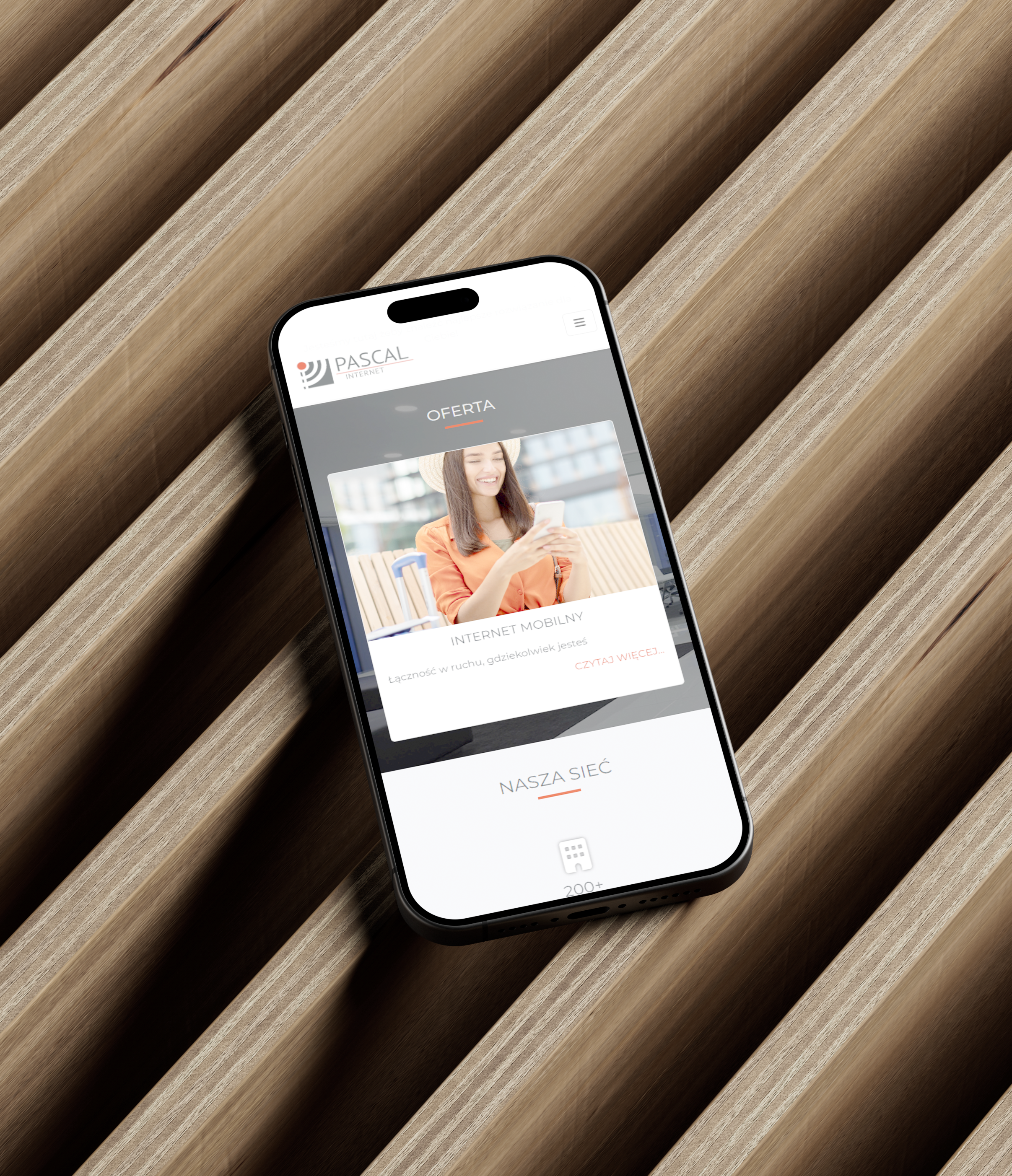 widok strony Pascal na ekranie telefonu